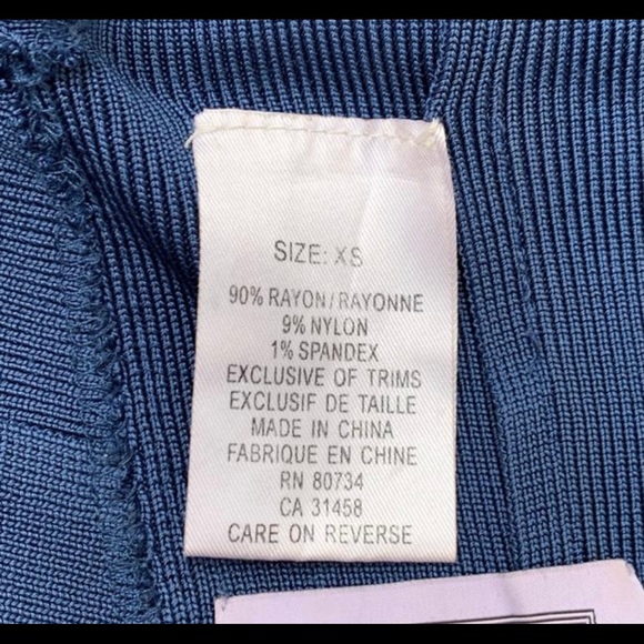 Herve Leger Blue Bandage Dress. V-neck. XS - NWT - Picture 8 of 9